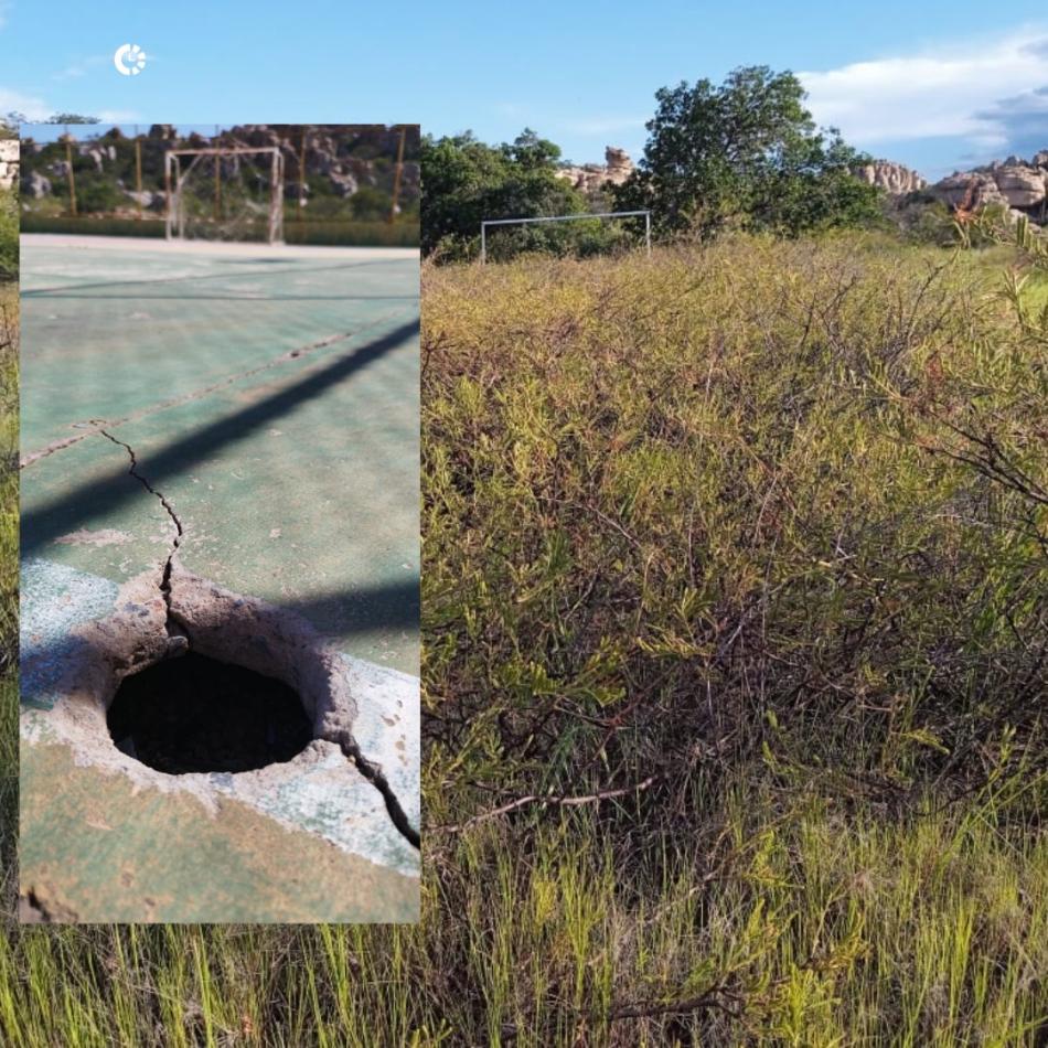 Santo Inácio: Abandonado, matagal interdita campo de futebol; quadra também apresenta situação precária