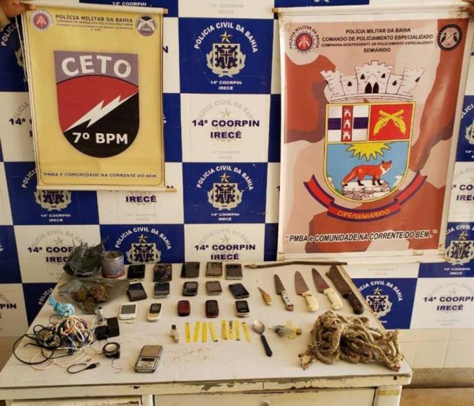 Drogas, celulares e facas são encontrados em celas do Complexo Policial de Irecê