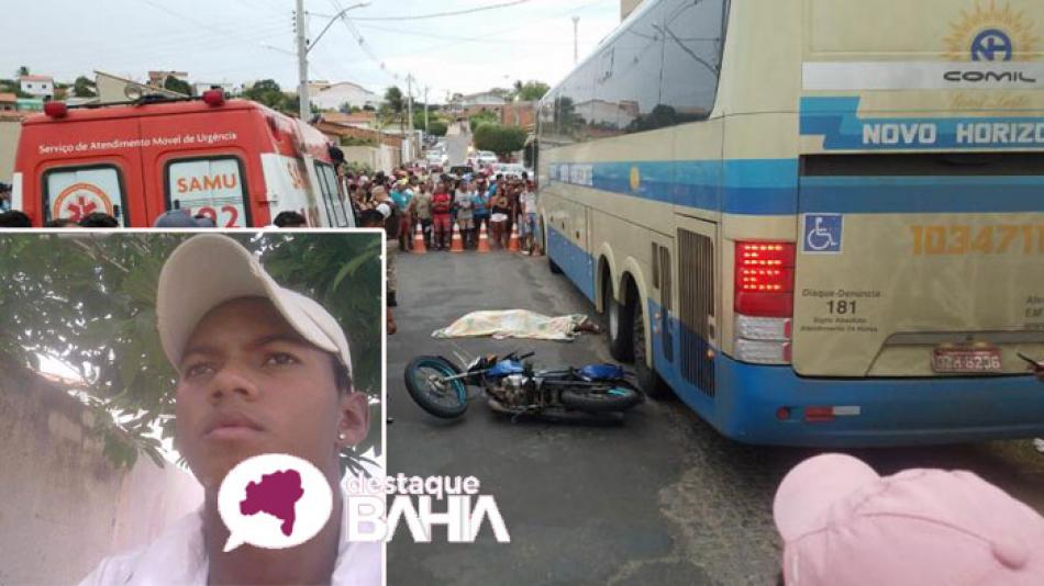 Acidente entre ônibus da Novo Horizonte e uma moto deixa uma vítima fatal