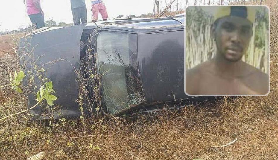 Acidente de carro deixa um morto e outro ferido em Aguada Nova de Lapão, região de Irecê