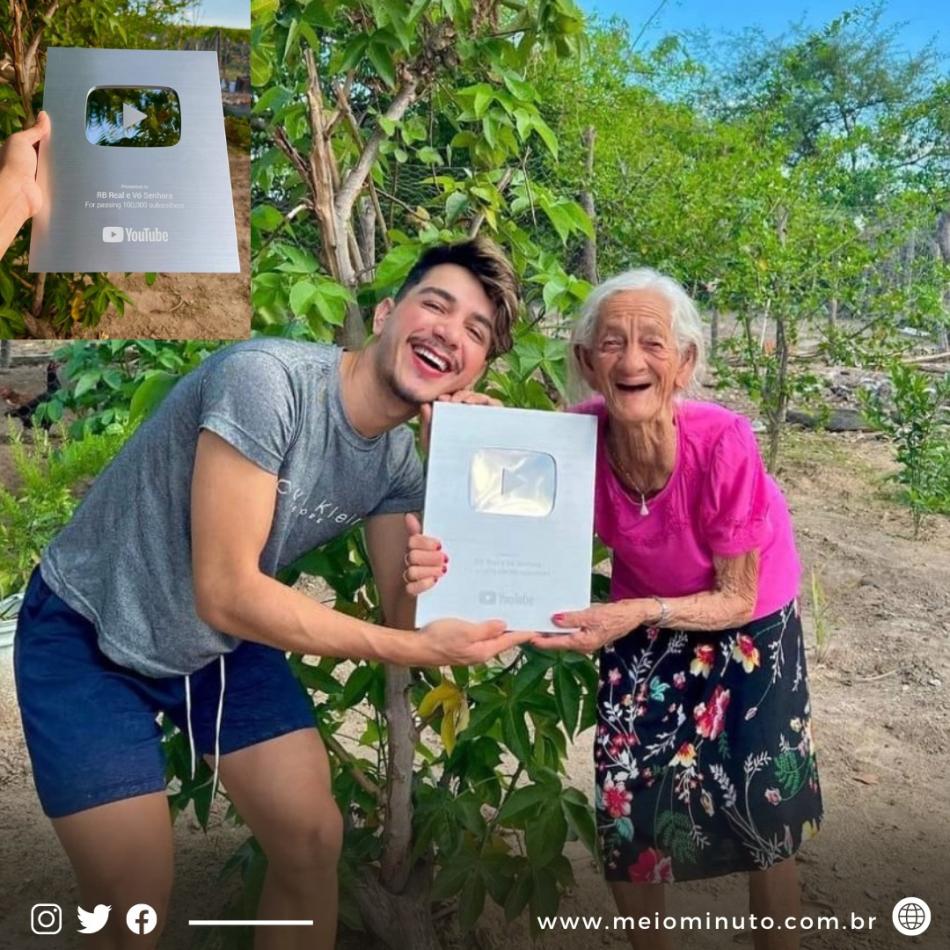 Gentio do Ouro: Rafael e Vó Senhora ultrapassam 100 mil inscritos e ganham placa do YouTube