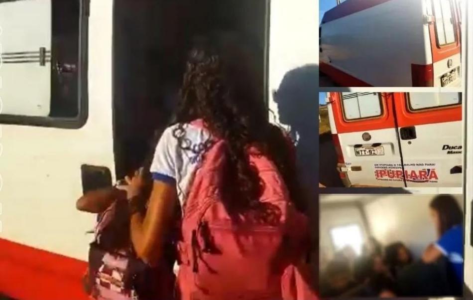 Ipupiara: Antiga ambulância do SAMU é usada para o transporte escolar; veja o vídeo 