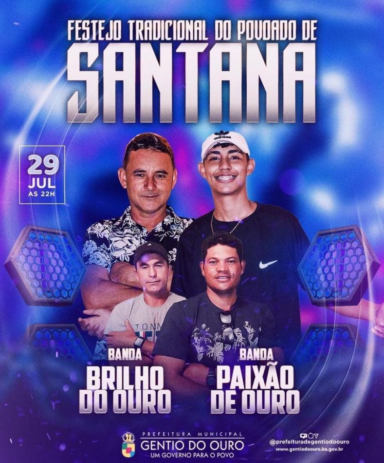 Festejos em louvor a padroeira do povoado de Santana será celebrado com missa, procissão e shows; confira a programação